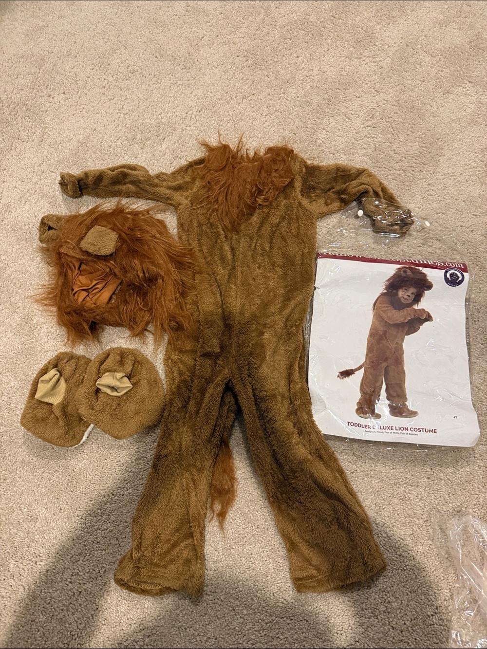 Toddler Plush Lion Costume - Brown Mane Full-Body Outfit